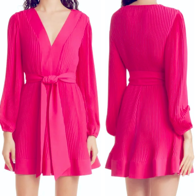 New Milly Liv Pleated Mini Dress In Milly Pink
